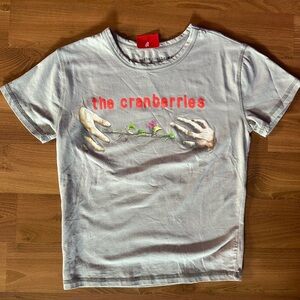 Hot Topic Light Gray The Cranberries Babydoll Graphic Tee with Red Logo